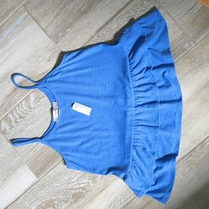NWT Loft Blue Ruffle Bottom Tank Top | Loft Peplum Tank Top